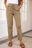 Drawstring Straight Pants with Pockets - Trendsi - Flyclothing LLC