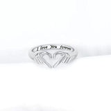 Hand Heart Shape 925 Sterling Silver Open Ring - Trendsi