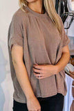 Textured Round Neck Short Sleeve T-Shirt - Trendsi - Flyclothing LLC