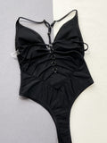 Cutout Plunge Spaghetti Strap One-Piece Swimwear - Trendsi