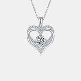 1.2 Carat Moissanite 925 Sterling Silver Heart Necklace - Trendsi - Flyclothing LLC
