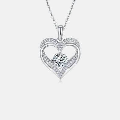 1.2 Carat Moissanite 925 Sterling Silver Heart Necklace - Trendsi - Flyclothing LLC