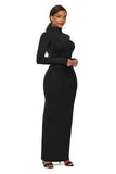 Mock Neck Long Sleeve Maxi Slim Dress - Trendsi - Flyclothing LLC