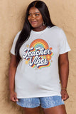 Simply Love Full Size TEACHER VIBES Graphic Cotton T-Shirt - Trendsi - Flyclothing LLC