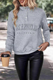 LOS ANGELES CALIFORNIA Graphic Quarter-Snap Sweatshirt - Trendsi