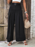 Ruched High Waist Wide Leg Pants - Trendsi