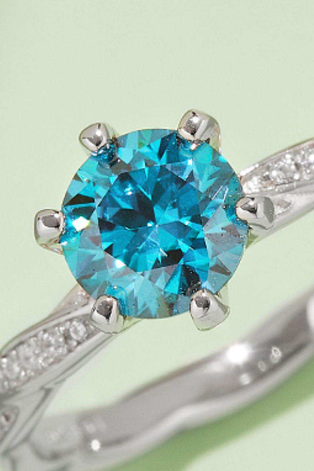 1 Carat Moissanite Contrast 925 Sterling Silver Ring - Trendsi - Flyclothing LLC