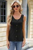 Decorative Button Round Neck Tank - Trendsi