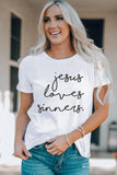 Letter Graphic Round Neck Short Sleeve T-Shirt - Trendsi