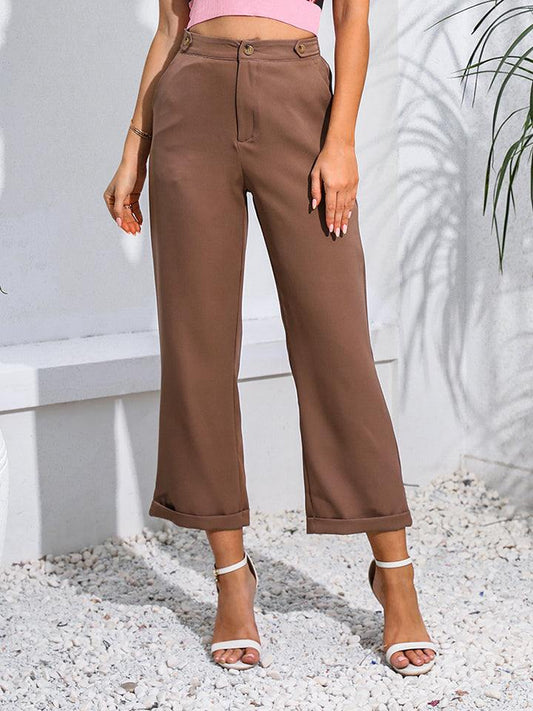 Cropped Straight Leg Pants - Trendsi