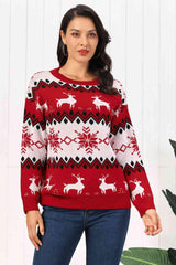 Reindeer Round Neck Sweater - Trendsi
