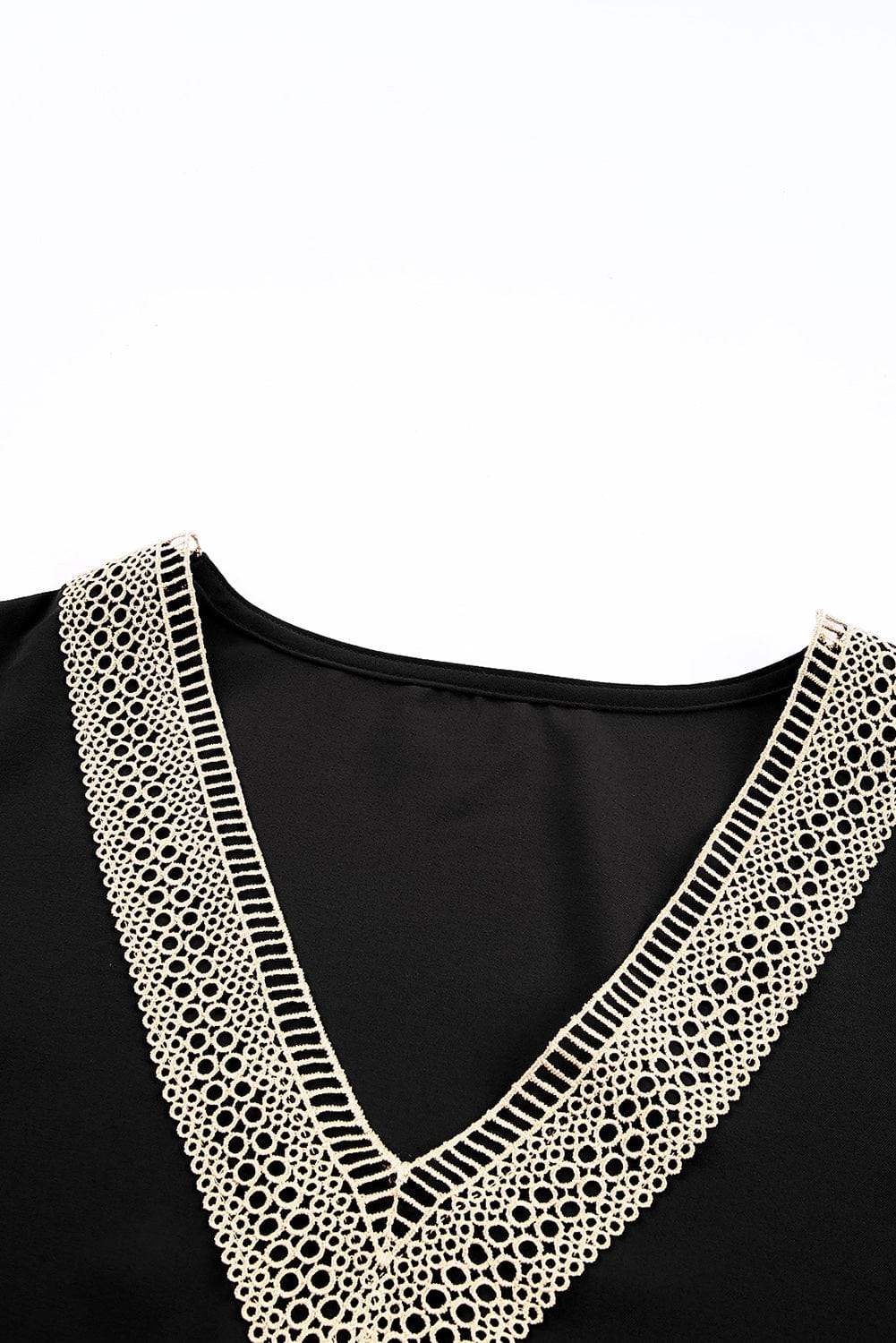 Contrast V-Neck Blouse - Trendsi - Flyclothing LLC