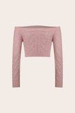 Cable-Knit Off-Shoulder Long Sleeve Sweater - Trendsi - Flyclothing LLC