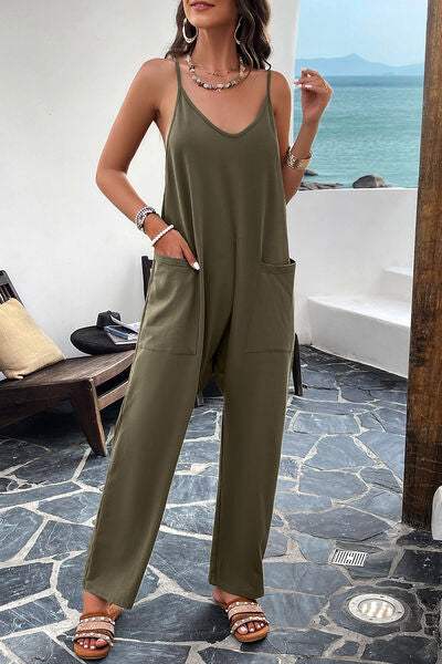 Pocketed Spaghetti Strap Overalls - Trendsi - Flyclothing LLC