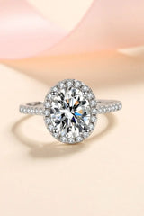 2 Carat Moissanite 925 Sterling Silver Halo Ring - Trendsi - Flyclothing LLC