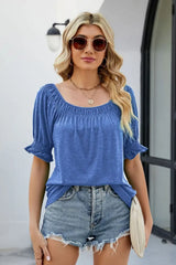 Short Flounce Sleeve Top - Trendsi - Flyclothing LLC