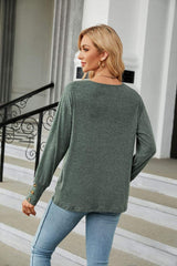 V-Neck Long Sleeve T-Shirt - Trendsi - Flyclothing LLC