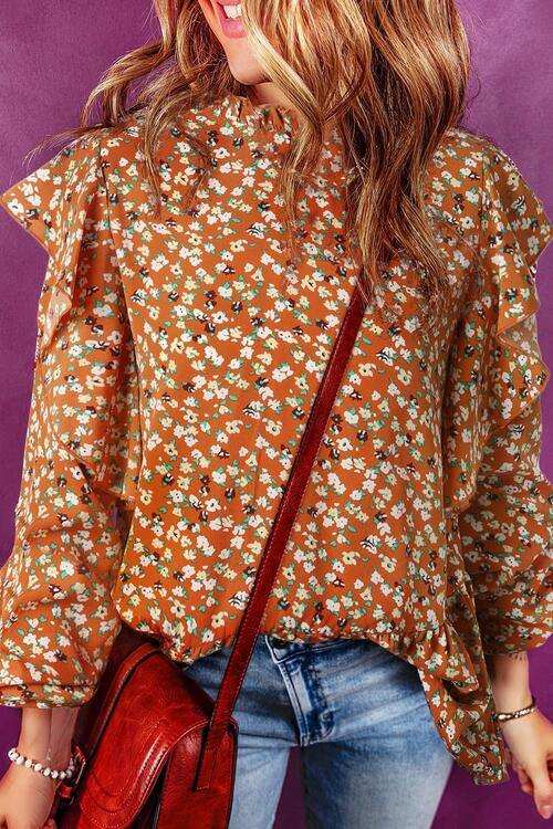 Floral Ruffled Long Sleeve Blouse - Trendsi - Flyclothing LLC