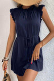 Ruffled Tie-Waist Keyhole Dress - Trendsi