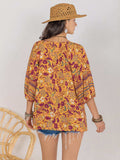 Printed Tie Neck Blouse - Trendsi - Flyclothing LLC