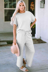 Short Sleeve Top and Pants Set - Trendsi - Flyclothing LLC