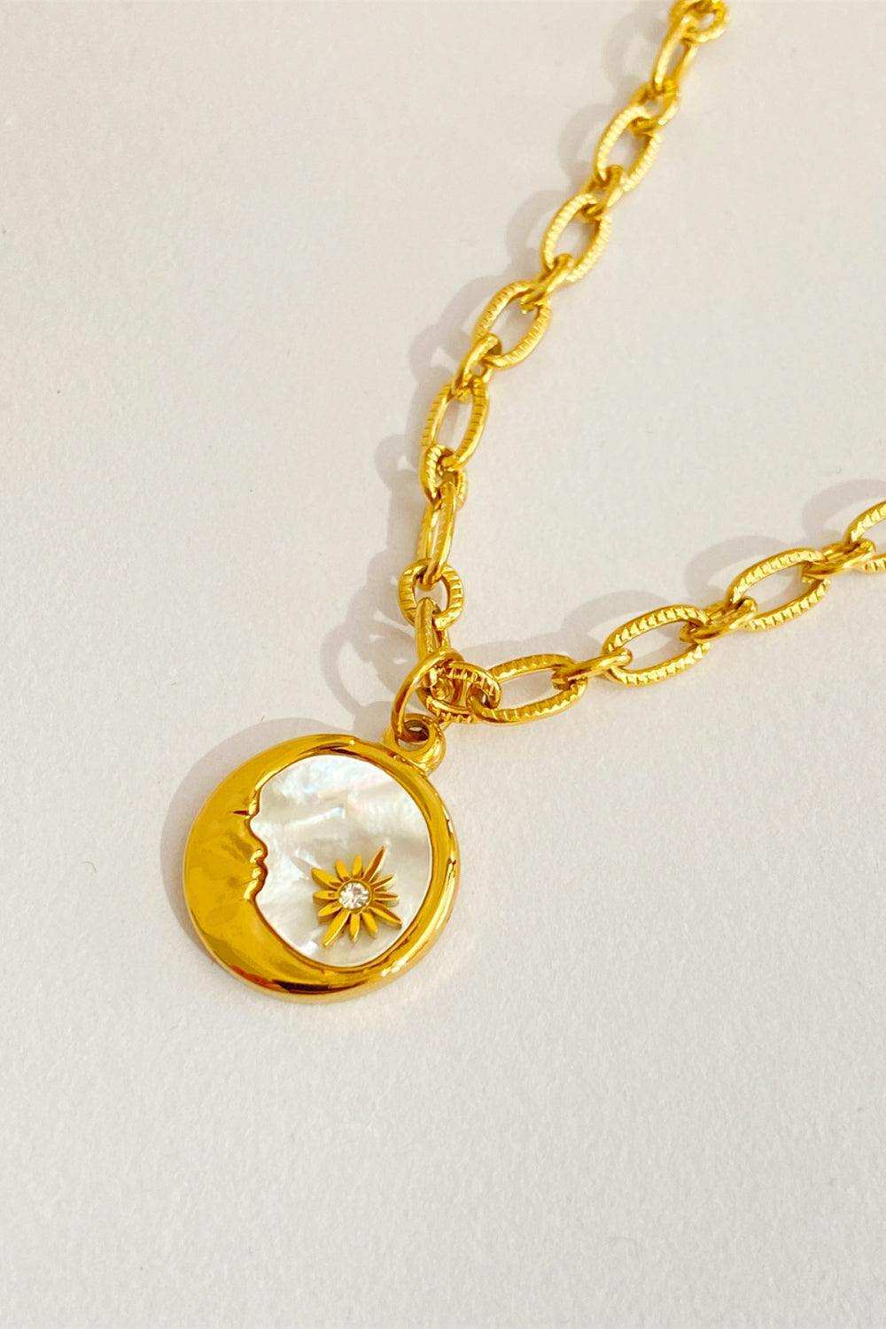 Round Pendant Stainless Steel Necklace - Trendsi - Flyclothing LLC