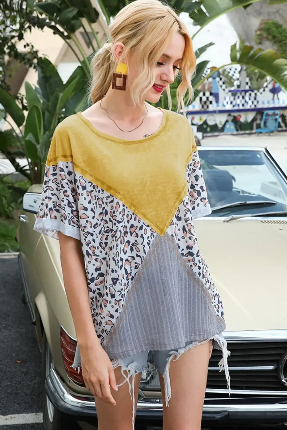 Printed Round Neck Short Sleeve Tee - Trendsi - Flyclothing LLC