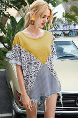 Printed Round Neck Short Sleeve Tee - Trendsi - Flyclothing LLC