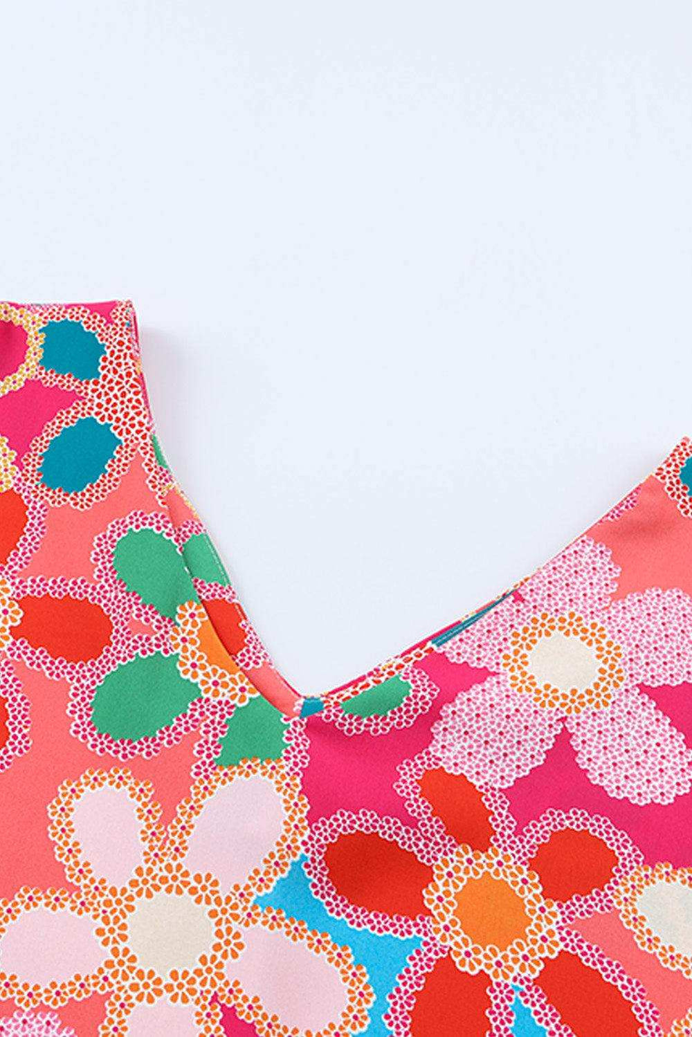 High-Low V-Neck Short Sleeve Blouse - Trendsi - Flyclothing LLC