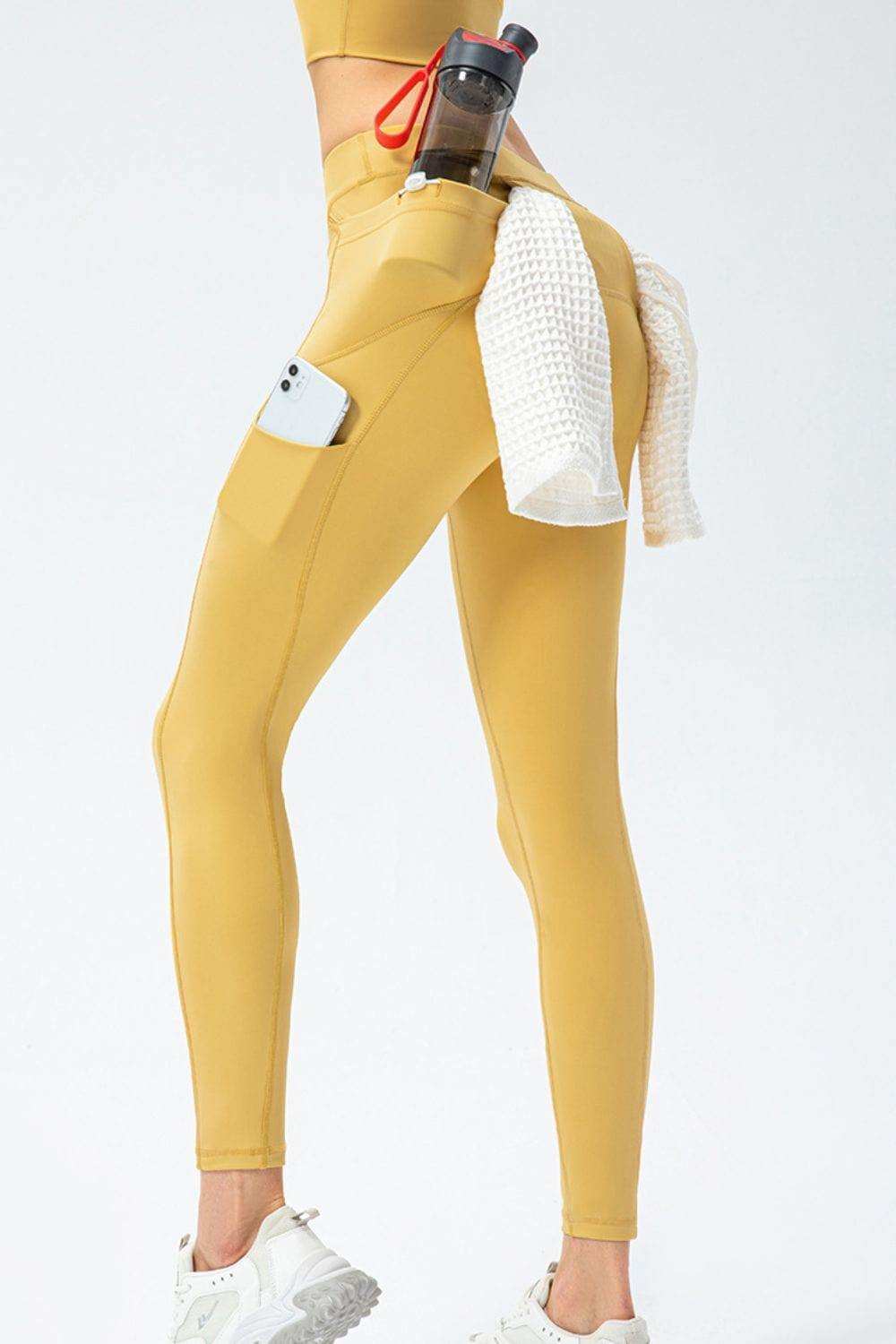 Full Size Slim Fit High Waist Long Sports Pants with Pockets - Trendsi - Flyclothing LLC