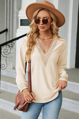 V-Neck Long Sleeve T-Shirt - Trendsi - Flyclothing LLC