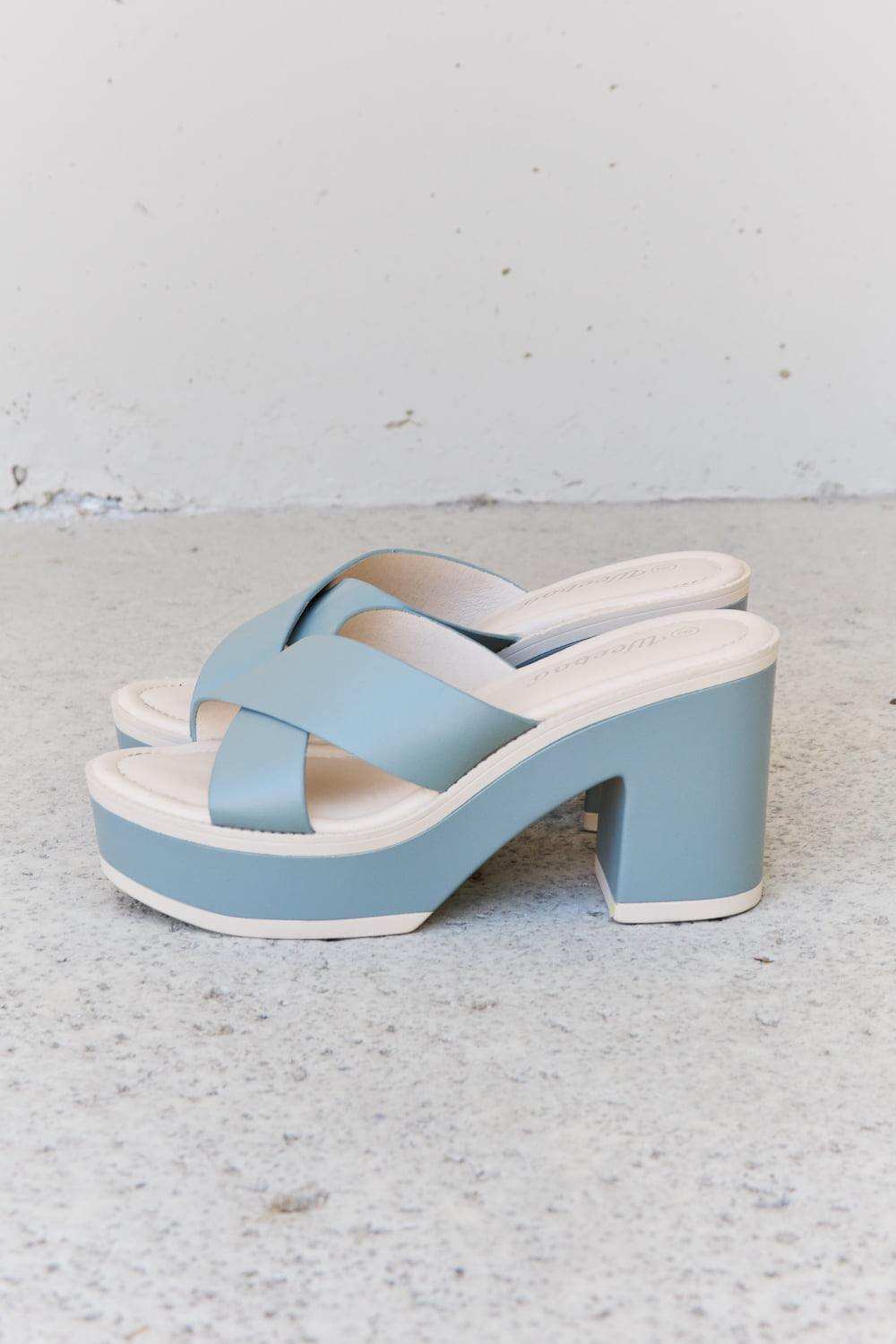 Weeboo Cherish The Moments Contrast Platform Sandals in Misty Blue - Trendsi - Flyclothing LLC