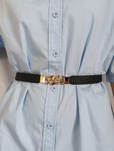 Zinc Alloy Buckle Elastic PU Belt - Trendsi - Flyclothing LLC