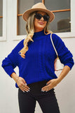 Cable-Knit Turtle Neck Long Sleeve Sweater - Trendsi - Flyclothing LLC