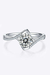 1 Carat Moissanite 925 Sterling Silver Twisted Ring - Trendsi - Flyclothing LLC