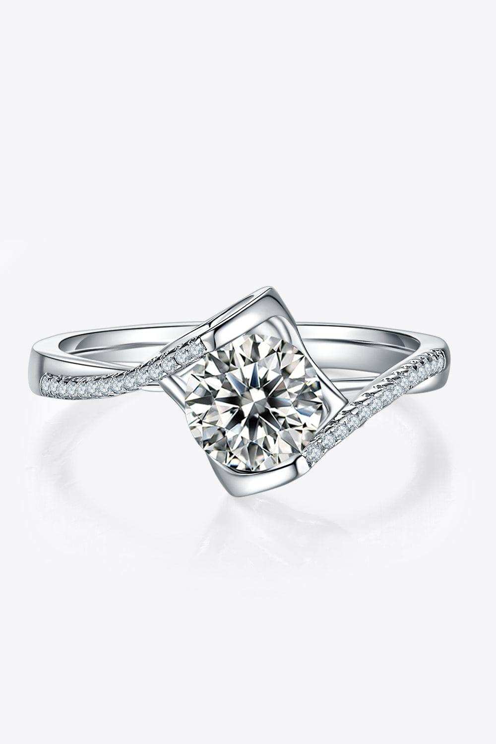 1 Carat Moissanite 925 Sterling Silver Twisted Ring - Trendsi - Flyclothing LLC