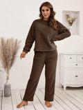 Teddy Long Sleeve Top and Pants Lounge Set - Trendsi - Flyclothing LLC