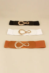 Ribbed Alloy Buckle Elastic Belt - Trendsi - Flyclothing LLC