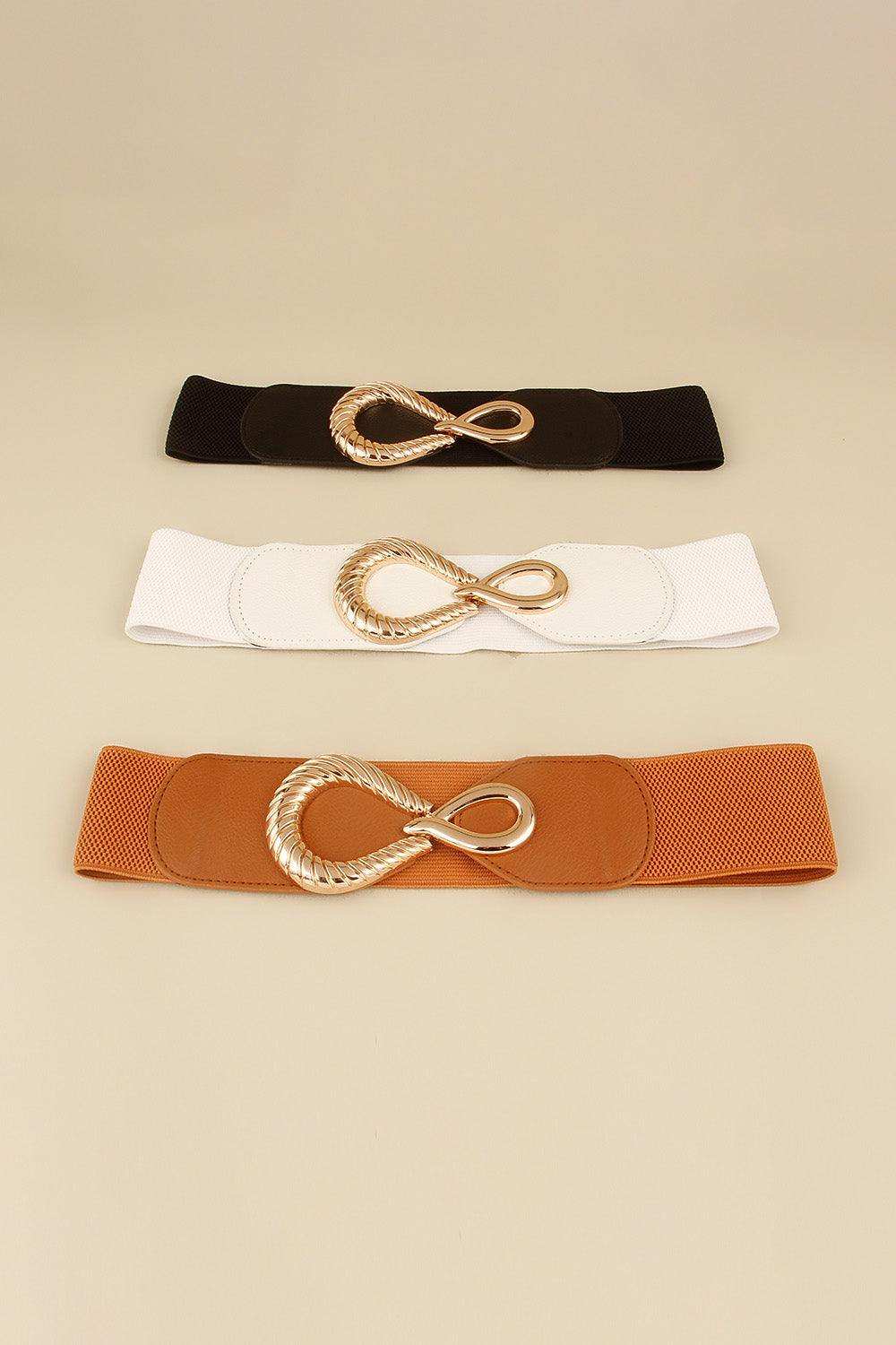 Ribbed Alloy Buckle Elastic Belt - Trendsi - Flyclothing LLC