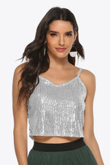 Sequin Cropped Cami - Trendsi - Flyclothing LLC