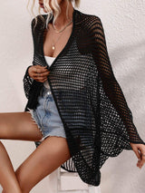 Openwork Open Front Longline Cover Up - Trendsi - Flyclothing LLC