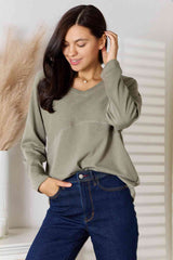 Culture Code Full Size V-Neck Long Sleeve T-Shirt - Trendsi - Flyclothing LLC