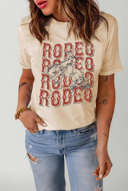 Letter Graphic Cuffed Tee Shirt - Trendsi - Flyclothing LLC