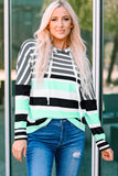 Striped Drawstring Detail Long Sleeve Hoodie - Trendsi