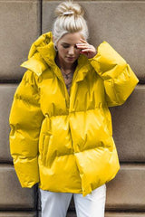 Pocketed Zip Up Hooded Puffer Jacket - Trendsi - Flyclothing LLC