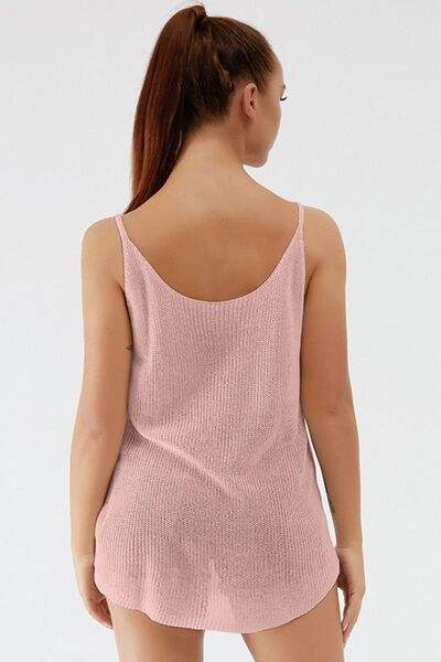 Scoop Neck Spaghetti Strap Knit Cami - Trendsi - Flyclothing LLC