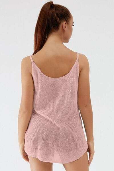 Scoop Neck Spaghetti Strap Knit Cami - Trendsi - Flyclothing LLC