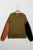 Contrast Round Neck Dropped Shoulder Sweater - Trendsi - Flyclothing LLC