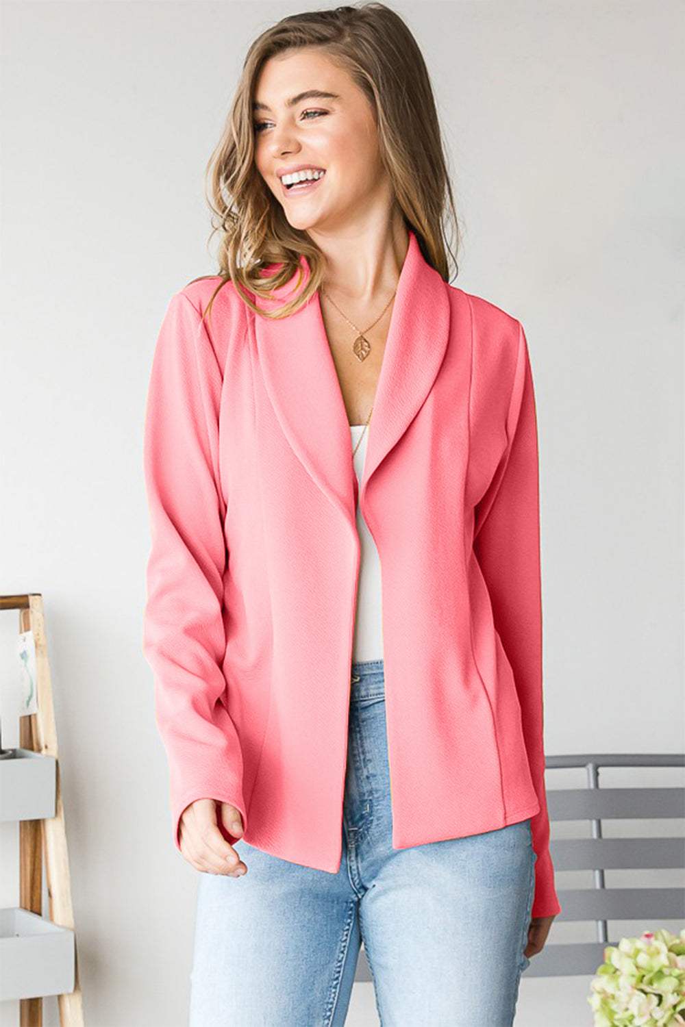 Heimish Open Front Long Sleeve Blazer - Trendsi - Flyclothing LLC