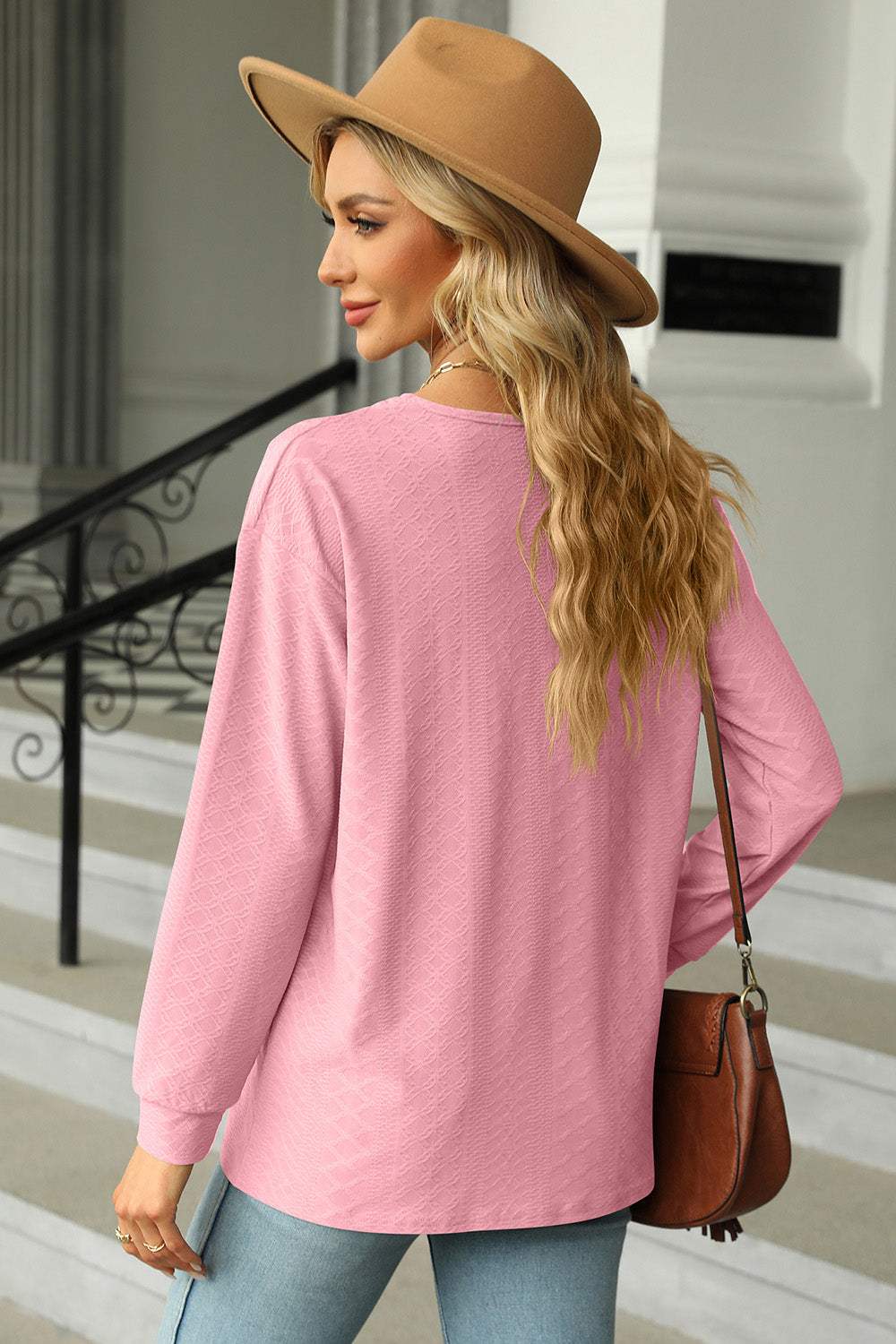 V-Neck Long Sleeve T-Shirt - Trendsi - Flyclothing LLC